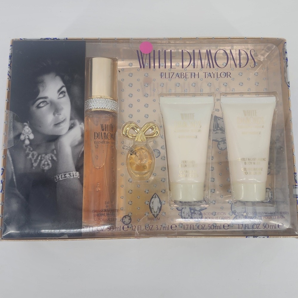 Elizabeth Taylor White 4 Pc Fragrance Gift Set Parfum Lotion‎ Wash